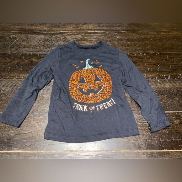 👕Carters size 5t pumpkin long sleeve shirt with a couple stain on one sleeve - Picture 1 of 2